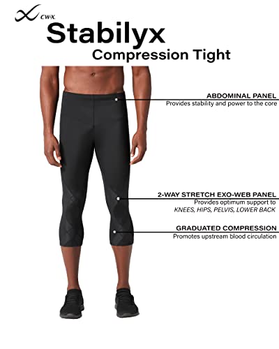 Cw-X Men's Stabilyx Joint Support 3/4 Compression Tight, Black, Medium #TOP2