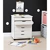 Linon Cary White Wash Roll Cart - Mobile Storage Organizer- 6 Drawer 20.75 W