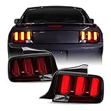 AKKON - Fits 2005-2009 Ford Mustang LED [Red Tube] Black Tail Lamp Brake Lights w/Sequential Signal...