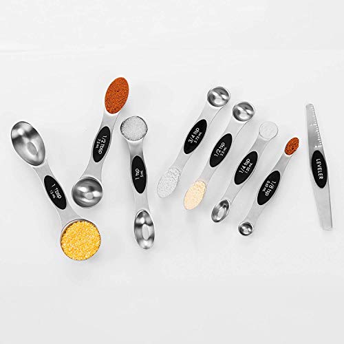 Edelin Measuring Cups And Magnetic Measuring Spoons Set, Stainless Steel 5 Cups And 7 Spoons And 1 Levele (13Set) #TOP5