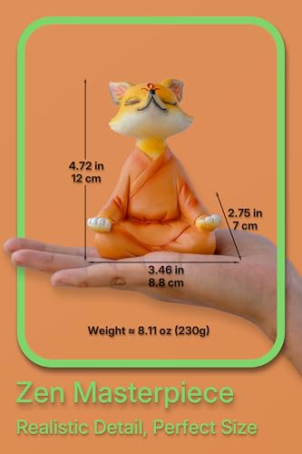 Figura Zen Fox Estatua Meditando Zorro para Decoración miniatura 3