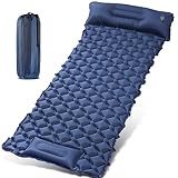 RealPero Inflatable Sleeping Pad - Ultralight Extra Wide Sleeping Mat with Pillow Foot Pump Waterpro