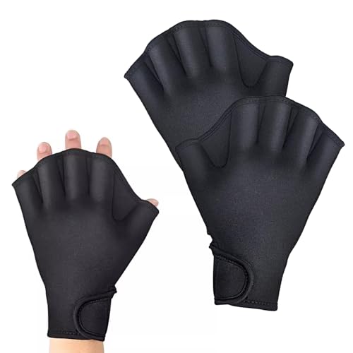 Valicaer Aquatic Handschuhe 1 Paar,Schwimmhandschuhe Webbed Handschuhe Schwimmflossen Wasserdicht Schwimmhandschuhe mit Einstellbare Trageschlaufe Paddel Trainingsschwimm Handschuhe für Erwachsene (S)