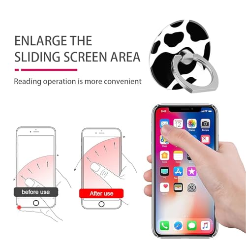 Anillo de dedo para evitar caídas de iPhone, soporte de piel de vaca de fantasía cómodo 2