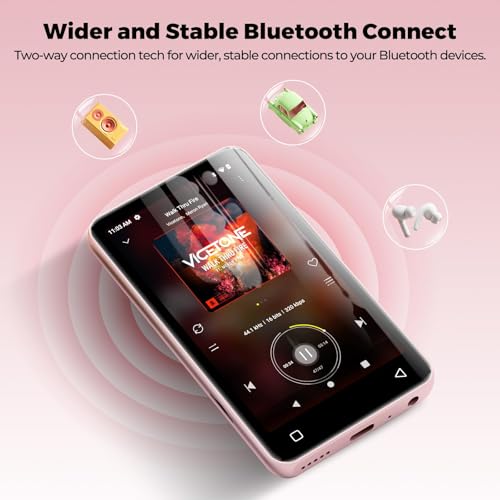 Image of 32GB MP3 Player with Bluetooth and WiFi, innioasis Music Player with Spotify,Pandora,Amazon Music,4 inch Touch Screen Android MP4 MP3 Player for Kids with Libby,Audible,Spotify Kids(White + Pink)