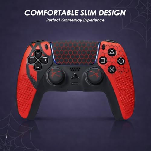 Image of Meyaar Anti-Slip Silicone Cover for PS5 Controller with Thumb Grip Caps & Touchpad Sticker Made for PS5 Controller Only. (Honeycomb)