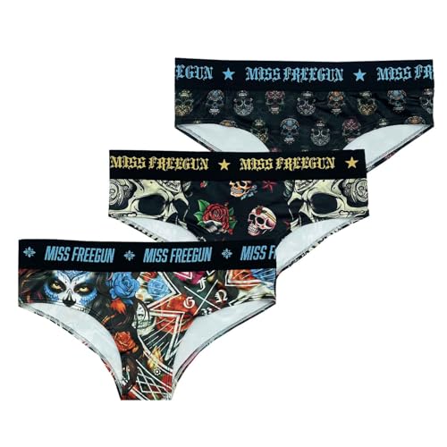 FREEGUN Lot de 3 Culottes Boxers Shorties Fille Microfibre (12-14 ans, Pack Tatoo Miss74)
