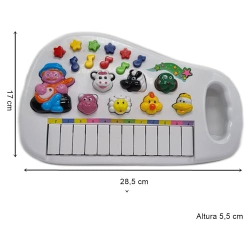 Pianinho Teclado Musical Infantil Educativo Fazendinha com Sons de Animais e Luzes Interativas
