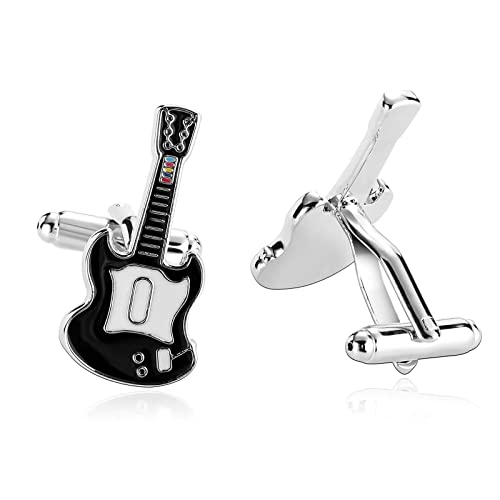 Aotiwe Gemelos de Hombre, Regalos Aniversario Novios Guitarra Blanco Negro Acero Inoxidable Regalo del Negocio