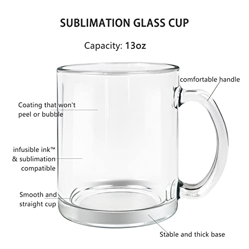 Maikesub 12 Oz Sublimation Clear Glass Beer Mugs Glass Coffee Mugs Birthday Christmas Valentine's Day Anniversary Present Ideas For Wife Husband Girl Friend #TOP3
