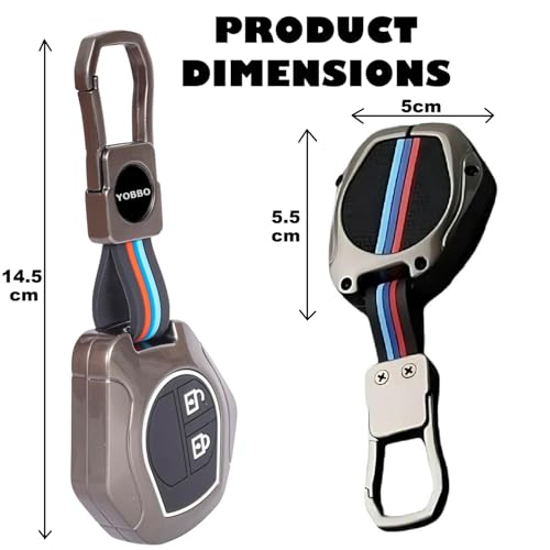 Image of Yobbo Car Accessories Key Cover Compitable for Suzuki Swift Ertiga Wagonr Celerio Swift Dzire Alto Fronx Breza S Presso Ignis 2 Button Remote Key Metal