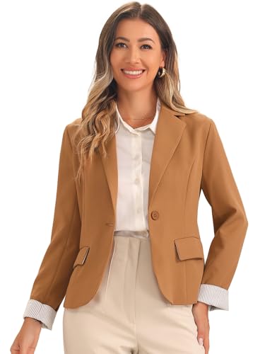 Allegra K Casual Blazer for Women's Lapel Collar Long Sleeve Cropped Blazer