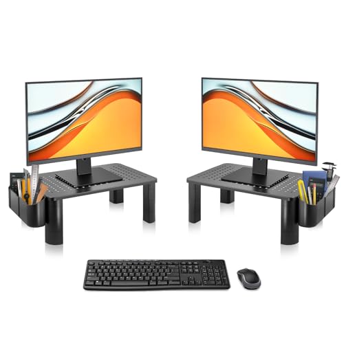 Pholiten 2 Pack Monitor Stand Riser, 3 Height Adjustable Monitor Stand， Flat Screen TV Monitor