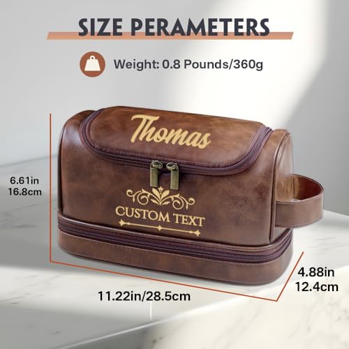 HDSD Personalized Travel Leather Toiletry Bag for Men Hanging Custom Groomsmen Gifts Cosmetic and Toiletries Bag (Black)2