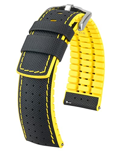 Preisvergleich Produktbild HIRSCH Herren Performance Uhrenarmband Modell Robby 20 mm Schwarz / gelb
