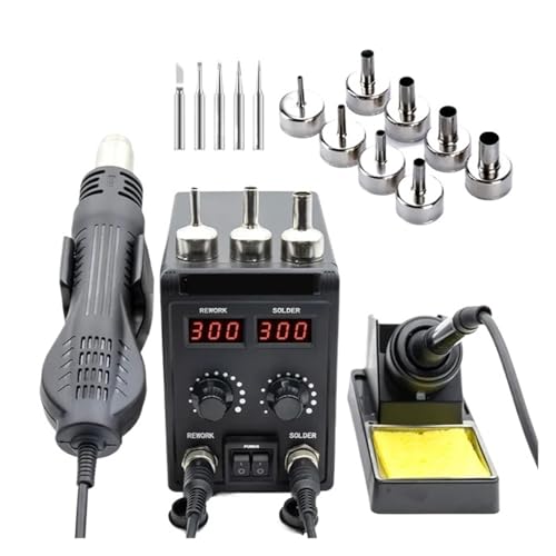 �͂񂾕t���X�e�[�V���� 2 IN 1 750W �z�b�g�G�A�K�� LCD �f���A���f�W�^���f�B�X�v���C �d�C�͂񂾂��� SMD �n�ڃ����[�N�X�e�[�V���� �������艷�x(KIT5)