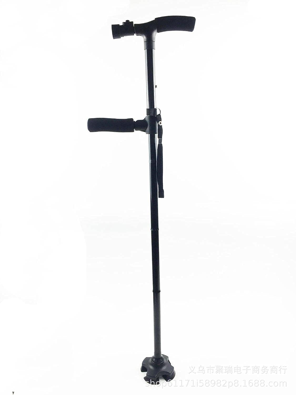 Bastón Para Caminar Aleación De Aluminio Bastón Ligero Plegable Muleta De Mano Telescópico Para Ancianos De Cuatro Patas Con Una Lámpara Bastón Antideslizante Seguro Y Confiable (Verde Militar)