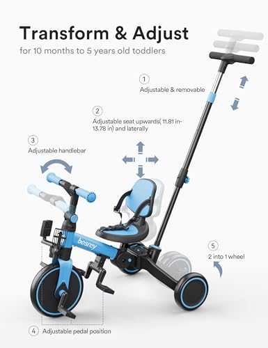 Bicicleta 5 en 1 para niños pequeños correpasillos transformable con pedales 4