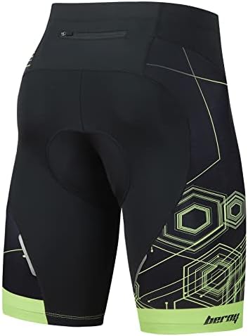 beroy Men's Cycling Shorts Padded Bike Shorts Padding Spin Compression Road Biking Tights with Drawstring(Green,XL)