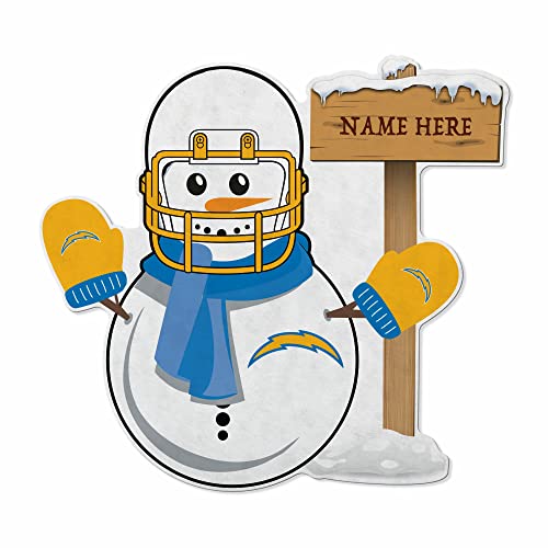 Rico Industries NFL Football Los Angeles Chargers Personalized Felt Snowman Pennant - Home and Living Room Decor - Soft Felt EZ to Hang