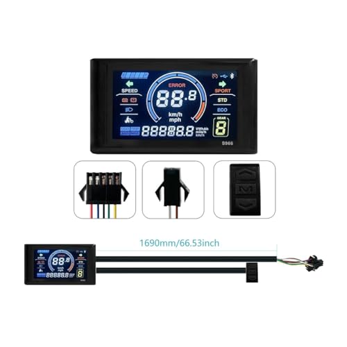 XIBANY Motorized Scooter 24-72V E-Bike LCD-S966 Colorful Display Control Panel Agreement No.2 SM/Waterproof Plug Electric Bicycle Accessories Motorized Scooter (Color : SM)