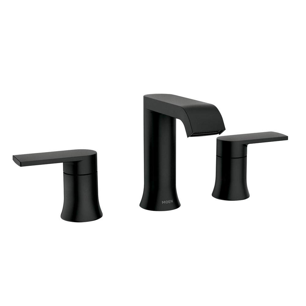 Moen 84763BL Genta 8 in Widespread 2-Handle Bathroom Faucet in Matte Black