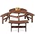 Best Choice Products 6-Person Circular Outdoor Wooden Picnic Table for Patio, Backyard, Garden, DIY w/ 3 Built-in Benches, 500lb Capacity - Walnut Brown