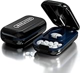 DUBSTAR Small Pill Cutter, Pill Cutter Splitter for Small and Tiny Pills, Portable Pretty Pill Cutters for Large Pills, Cuts Vitamins Tablets for Purse Pocket (Pill Cutter, Black)