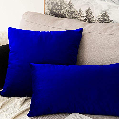 Image of Khooti Velvet Cushion Cover Pack of 1-12 inch x 18 inch / 30 x 46 cm - Royal Blue - Soft Pillow Covers Cushion Case for Sofa Bedroom Livingroom Chair Car, Cushion Cover