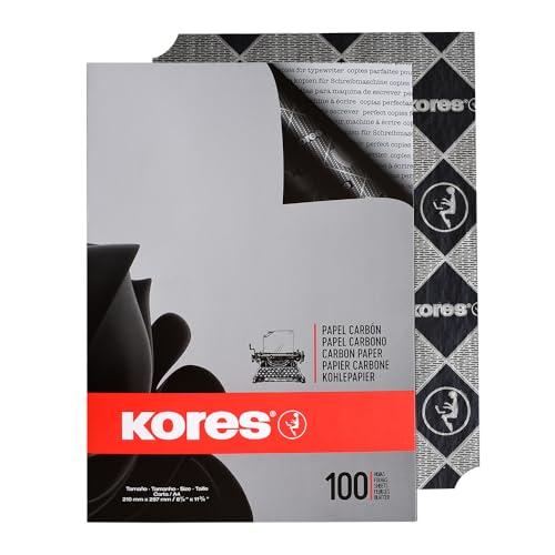 Kores - Black Carbon Paper for Typewriting No Smearing and Reusable School and Office Supplies Format A4 21 x 29.7 cm Pack of 100 Sheets Typewriting Black 100 Sheets product thumbnail 9