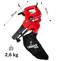 LEHMANN Elektro Laubbläser 3-in-1, Laubsauger mit Häcksler, 3500W, Häcksel-, Saug- und Blasfunktion in einem, 270 km/h Blasgeschwindigkeit, 15.000 U/min, Fangsack 40L, Tragegurt & Räder – Ansicht 3