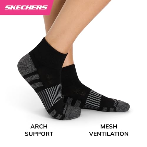Image of Skechers Women's 8-pack Work Collection High Quarter Crew Socks, Extra Cushion & Mesh Ventilation