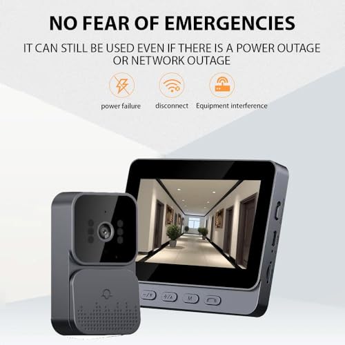 Kabellose Türklingel mit Kamera 1080P Video-Türsprechanlage mit 4,3 Zoll (10,9 cm) IPS-Display ohne WLAN erforderlich Funk Klingel 70° Blickwinkel Infrarot Nachtsicht Video-Gegensprechanlage