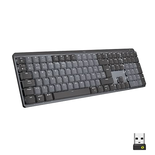 Logitech MX Teclado Mecánico Inalámbrico Iluminado Performance,Interruptores Táctiles silenciosos,Teclas retroiluminadas, Bluetooth, USB-C, macOS, Windows, Linux, iOS, Android, Metal, QWERTY US - Gris