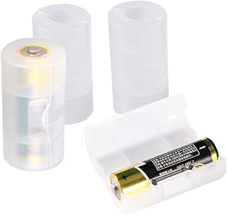 Hilitand 4Pcs AA to C Size Battery Adapter Case, Battery Storage Containers, C Size Battery Adapters Converter Case, Transparent (4 Pack)