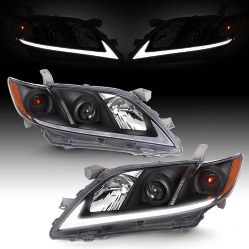 ELH LED DRL Headlight Assembly Fit for 2007-2009 07-09 Camry 07 08 09 Toyota Camry Headlamp Replacement Passenger and Driver Side (LED DRL)
