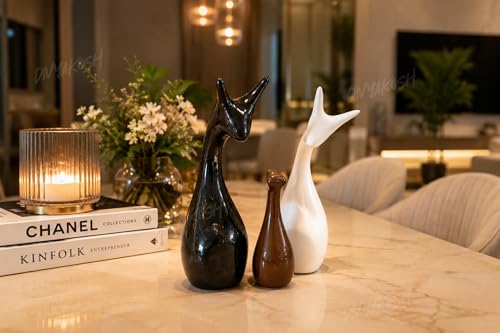 Image of Divyakosh Handmade Home Decoration Item, Ceramic Deer Family, Showpiece (Set of 3) for Living Room Decor, Gift Item, Modern Animal Figurine, Showcase Office Table Decor Housewarming