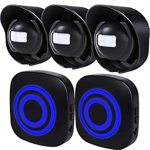 328ft Range Wireless Driveway Alarm Outside Weather Resistant Motion Sensor Alarm Security Alert-Protect Outdoor/Indoor Property-2 Receiver and 3 PIR Motion Detector-38 Chimes