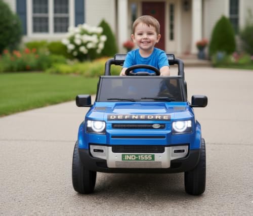 Image of Kids Defender 4X4 12V Electric Ride On Car, Blue Black