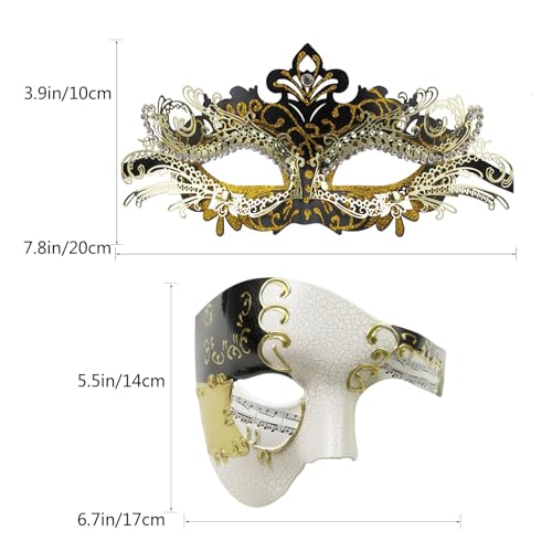 Image of Coddsmz Couples Masquerade Mardi Gras Christmas Venetian Cosplay Costume Halloween Party Mask Set