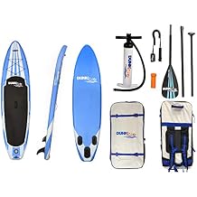 Dunnrite Products Inflatable Stand Up Paddle Board Kit SUP with Carbon Fiber Paddle, Backpack Travel Bag, Pump, Fins, Coiled Leash