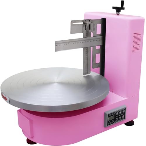 Moupeaktain Electric Cake Cream Spreading Device, Rotatable Dia 19.7inch/50cm, Commercial Cake Decorating and Coating Tool, Baking Equipment for 4-16inch Cakes, Pink