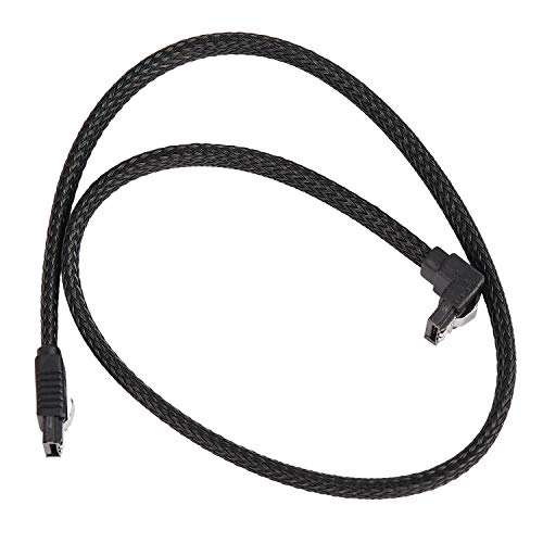 AROVHAR 50CM SATA 3.0 III SATA3 7pin Data Cable Right Angle 6Gb/s SSD Cables HDD Hard Disk Data Cord with Nylon Sleeved(Black)