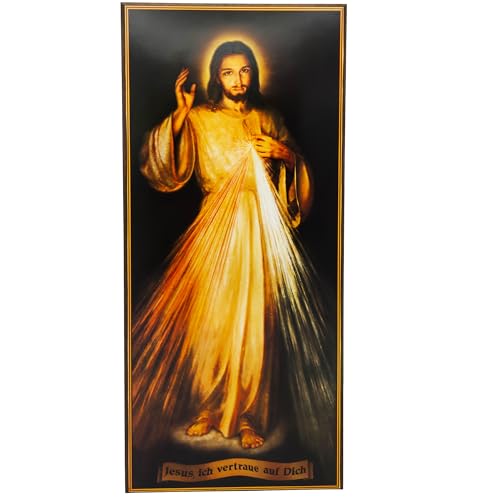 Tableau Jésus Miséricordieux Lunexus cadeau de baptême et communion avec certificat