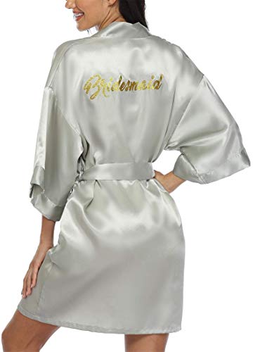 Image of Giova Women Bridal Robe for Bride and Bridesmaid Getting Ready Wedding Party Bathrobe