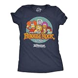 Womens Fraggle Rock T-Shirt 80s Logo Retro Jim Hensons Funny Tees Navy L