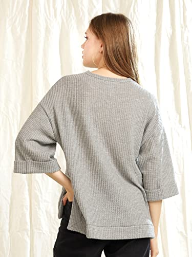 Image of noflik Comfy Oversized High Low Long Sleeves Tops for Women