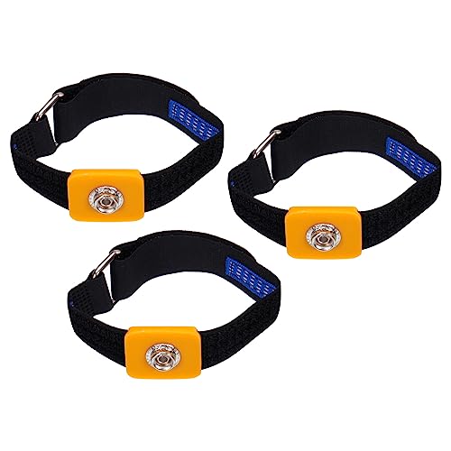 Image of MECCANIXITY ESD Anti Static Wrist Strap, 11.8 Inch 3Pcs Stick Buckle Adjustable Antistatic Bracelet for Computer Electronics Repair Black