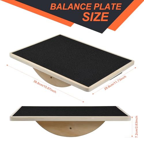 Planche d'équilibre 40 * 30cm, Planche d’équilibre en Bois Professional, Balance Board Antidérapante, Wobble Board, Planche Inclinée En Bois pour la maison, le gymnase et l'extérieur, Bureau – Image 3