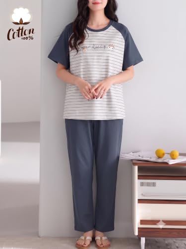 Image of Louis Luxe Womens Korean Night Dress|| Full Pyjama Set || Korean Nightsuit || Women Nightwear ||Round Neck Full Sleeve Nightsuit || Loungewear || Everyday Nightdress (ND-15)